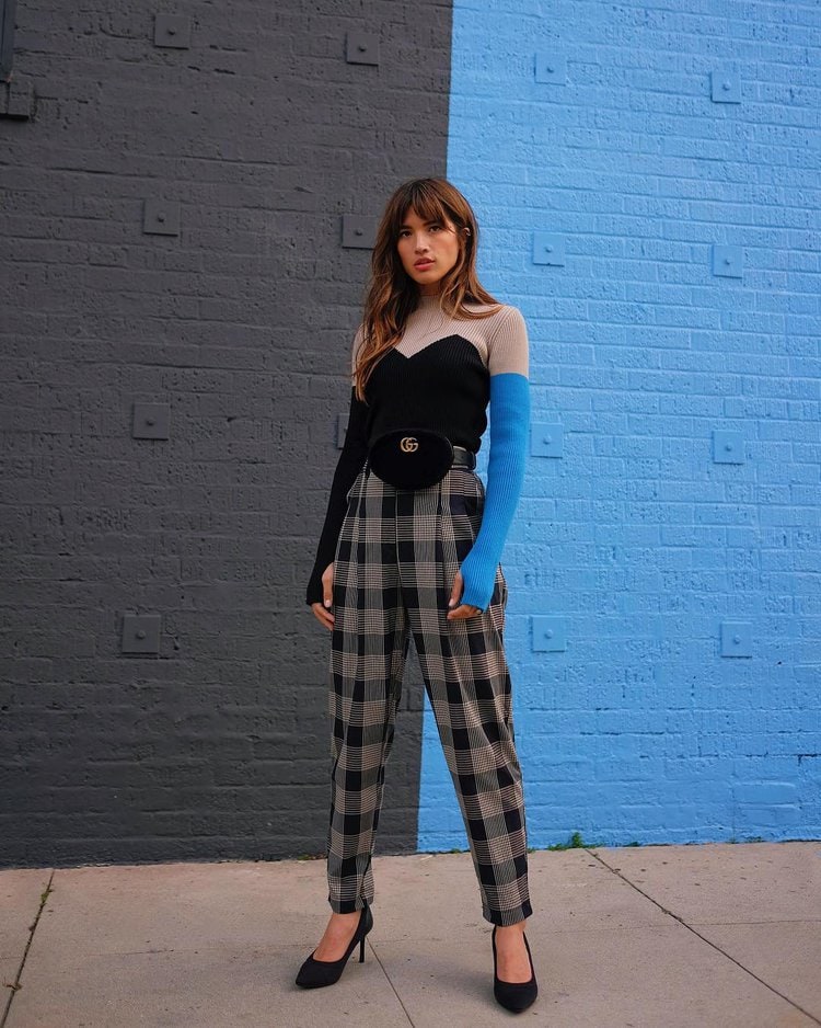 Trousers Plaid/ Checkered - Tops (sweater- blouse- t-shirt...) Multicolor   